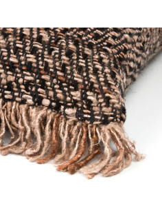 Housse de coussin XL Carrée 60x60 en Coton Noir Cuivre avec franges The Oh My Gee 