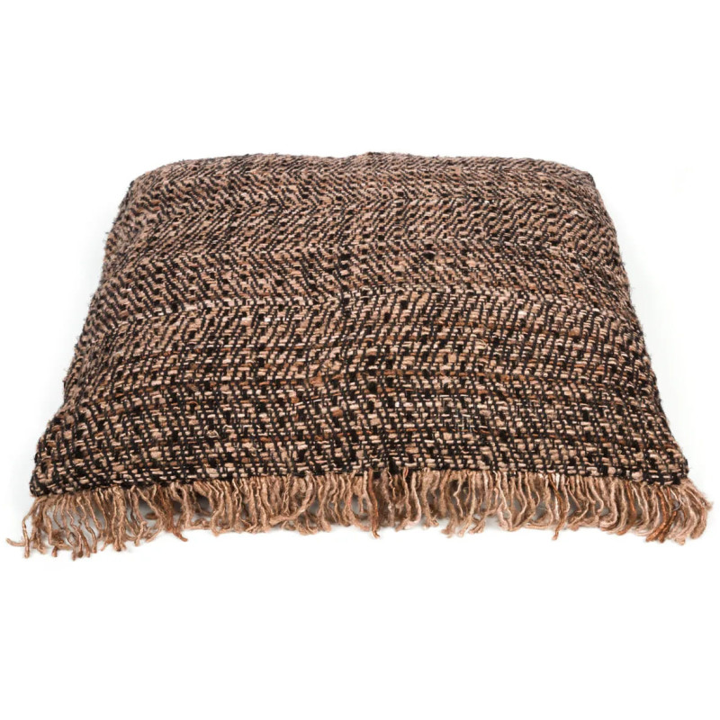 Housse de coussin XL Carrée 60x60 en Coton Noir Cuivre avec franges The Oh My Gee 