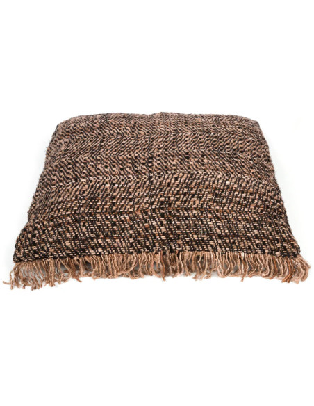 Housse de coussin XL Carrée 60x60 en Coton Noir Cuivre avec franges The Oh My Gee 