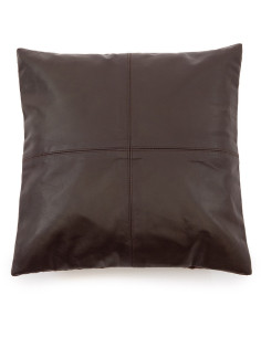 Housse de coussin Carrée 40x40 en Cuir véritable Marron chocolat The Four Panel Leather 