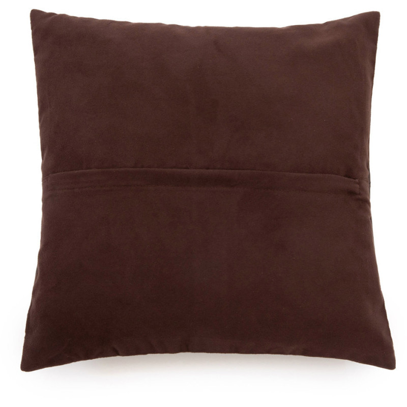 Housse de coussin Carrée 40x40 en Cuir véritable Marron chocolat The Four Panel Leather 