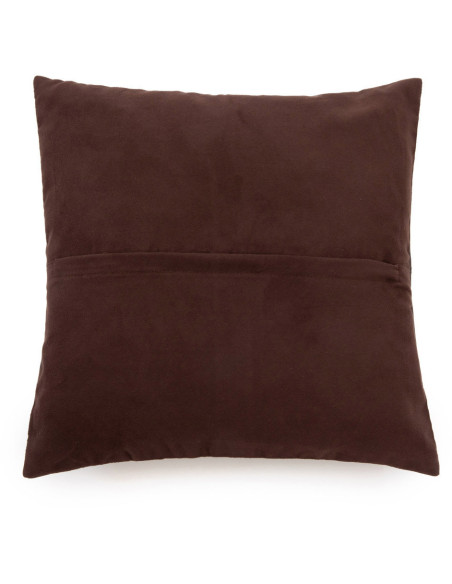 Housse de coussin Carrée 40x40 en Cuir véritable Marron chocolat The Four Panel Leather 