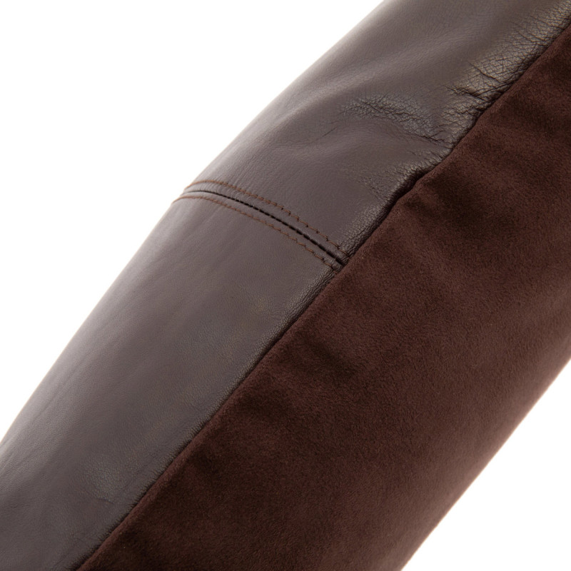 Housse de coussin Carrée 40x40 en Cuir véritable Marron chocolat The Four Panel Leather 