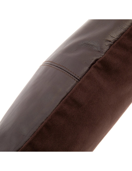 Housse de coussin Carrée 40x40 en Cuir véritable Marron chocolat The Four Panel Leather 