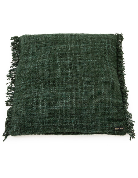 Housse de coussin XL Carrée 60x60 en Coton Vert forêt avec franges The Oh My Gee 