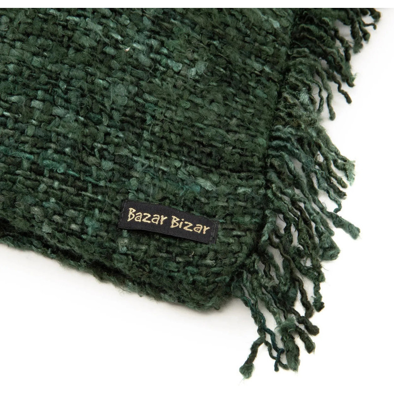 Housse de coussin XL Carrée 60x60 en Coton Vert forêt avec franges The Oh My Gee 