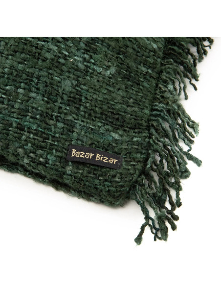 Housse de coussin XL Carrée 60x60 en Coton Vert forêt avec franges The Oh My Gee 