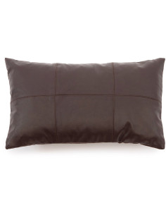 Housse de coussin Rectangulaire 50x30 en Cuir véritable Marron chocolat The Six Leather Panel 