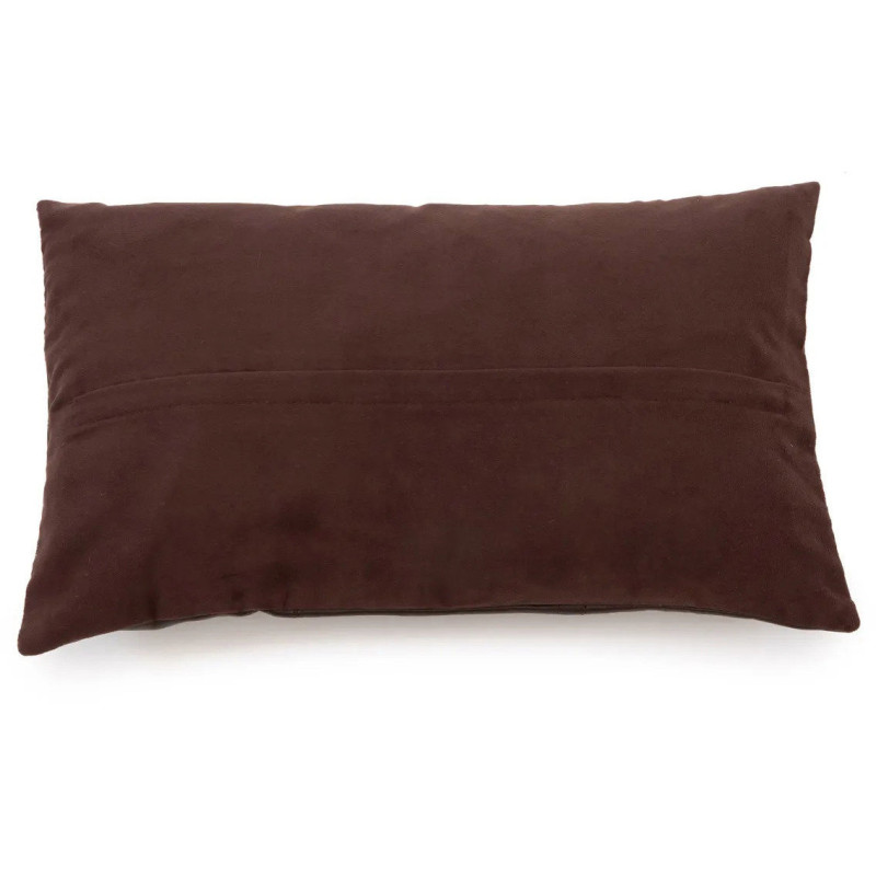 Housse de coussin Rectangulaire 50x30 en Cuir véritable Marron chocolat The Six Leather Panel 