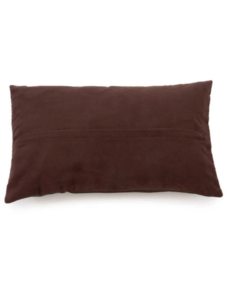 Housse de coussin Rectangulaire 50x30 en Cuir véritable Marron chocolat The Six Leather Panel 