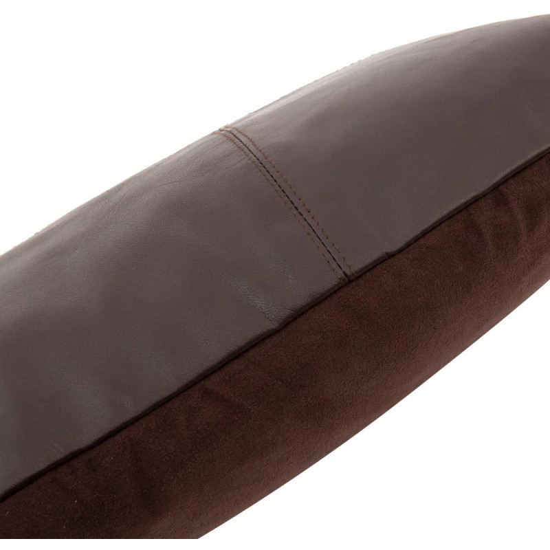 Housse de coussin Rectangulaire 50x30 en Cuir véritable Marron chocolat The Six Leather Panel 