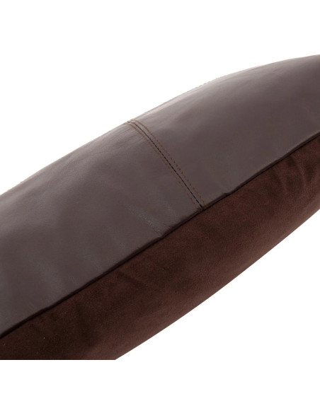 Housse de coussin Rectangulaire 50x30 en Cuir véritable Marron chocolat The Six Leather Panel 