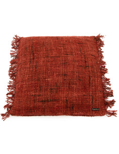 Housse de coussin XL Carrée 60x60 en Coton Rouge cerise avec franges The Oh My Gee 