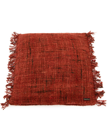 Housse de coussin XL Carrée 60x60 en Coton Rouge cerise avec franges The Oh My Gee 