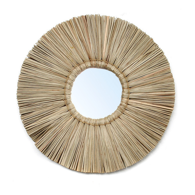 Miroir Mural Rond 35 cm en Herbe Naturel The Alang Alang 