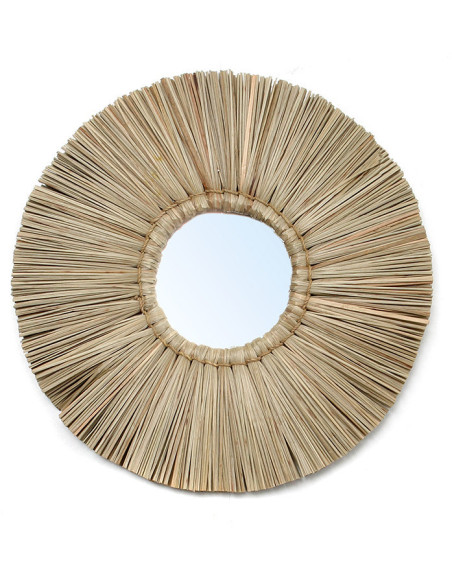 Miroir Mural Rond 35 cm en Herbe Naturel The Alang Alang 