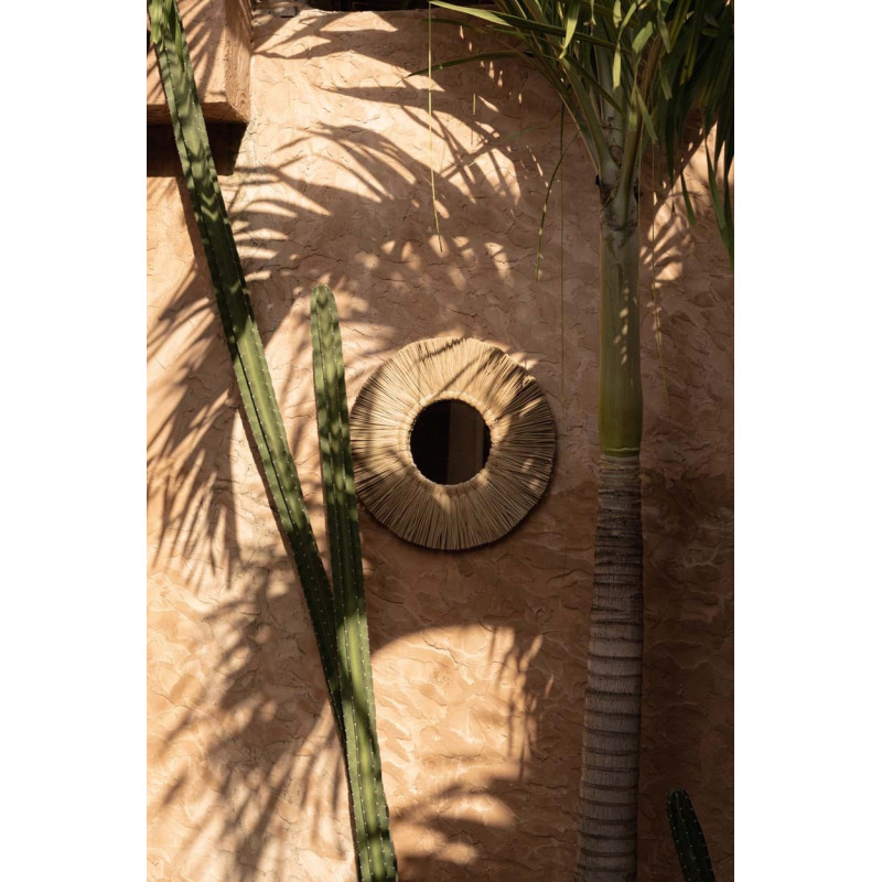 Miroir Mural Rond 35 cm en Herbe Naturel The Alang Alang 