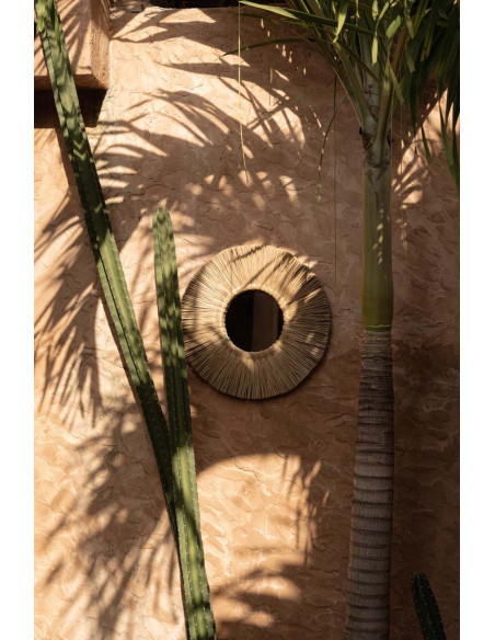 Miroir Mural Rond 35 cm en Herbe Naturel The Alang Alang 