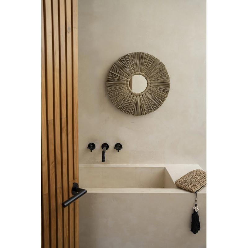 Miroir Mural Rond 35 cm en Herbe Naturel The Alang Alang 