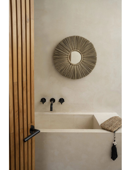 Miroir Mural Rond 35 cm en Herbe Naturel The Alang Alang 