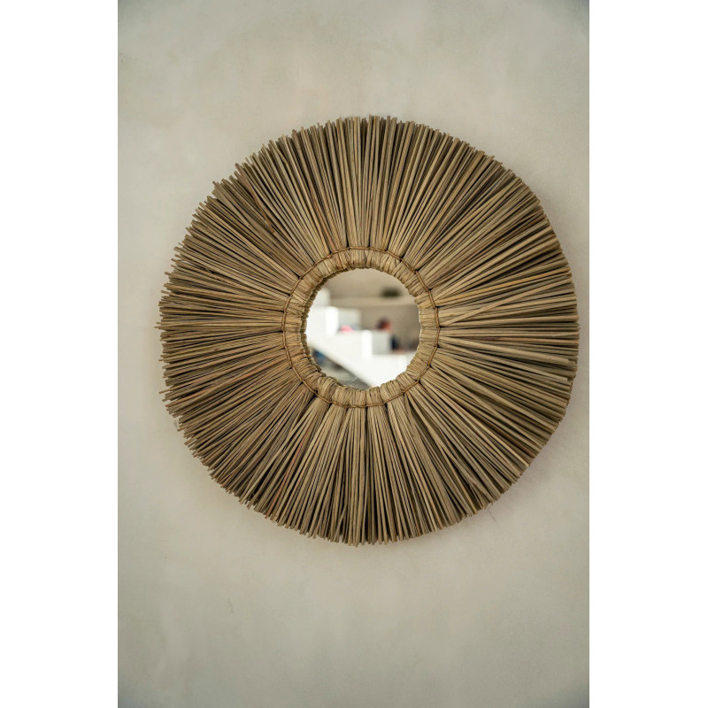 Miroir Mural Rond 35 cm en Herbe Naturel The Alang Alang 