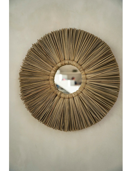 Miroir Mural Rond 35 cm en Herbe Naturel The Alang Alang 