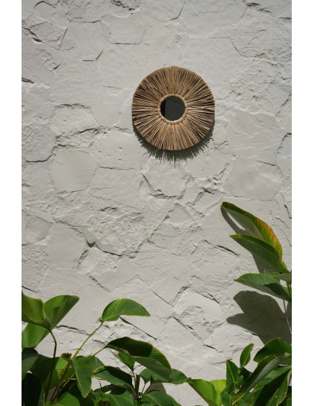 Miroir Mural Rond 35 cm en Herbe Naturel The Alang Alang 