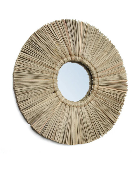 Miroir Mural Rond 35 cm en Herbe Naturel The Alang Alang 
