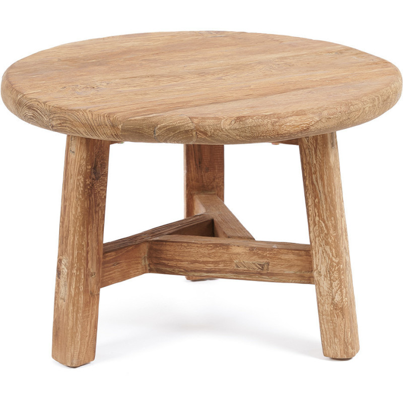 Table basse moderne Ronde 60 cm en Bois de teck recyclé Naturel The Fusuma 