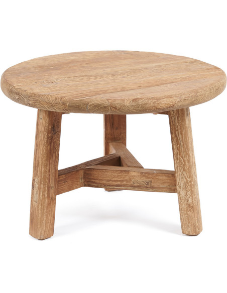 Table basse moderne Ronde 60 cm en Bois de teck recyclé Naturel The Fusuma 