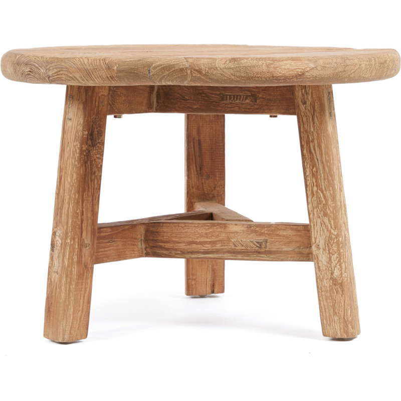 Table basse moderne Ronde 60 cm en Bois de teck recyclé Naturel The Fusuma 