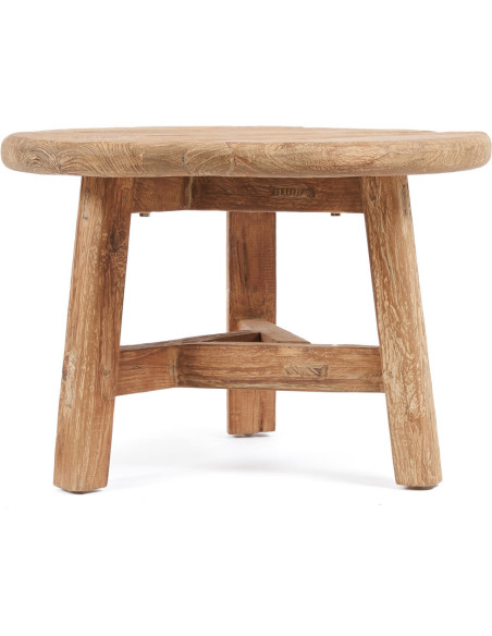 Table basse moderne Ronde 60 cm en Bois de teck recyclé Naturel The Fusuma 
