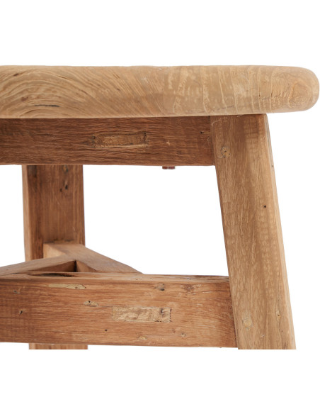 Table basse moderne Ronde 60 cm en Bois de teck recyclé Naturel The Fusuma 