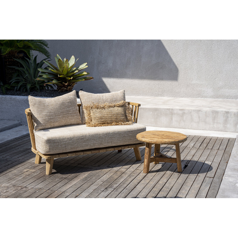 Table basse moderne Ronde 60 cm en Bois de teck recyclé Naturel The Fusuma 