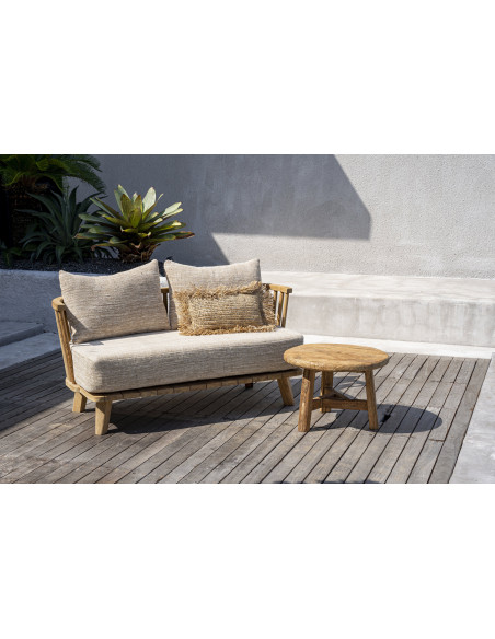 Table basse moderne Ronde 60 cm en Bois de teck recyclé Naturel The Fusuma 