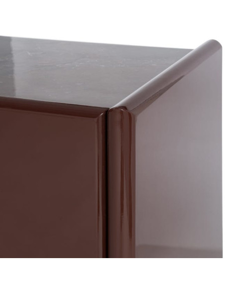 Buffet design chic Bas 4 portes 163 cm Marbre Bois MDF Rouge grenat Laqué Terrao