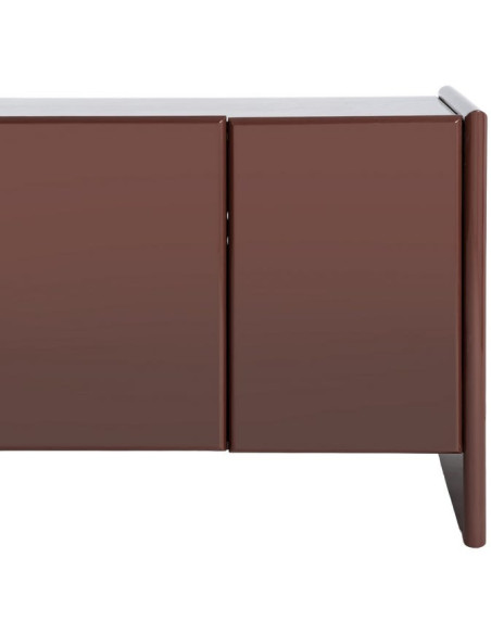 Buffet design chic Bas 4 portes 163 cm Marbre Bois MDF Rouge grenat Laqué Terrao