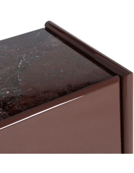 Buffet design chic Bas 4 portes 163 cm Marbre Bois MDF Rouge grenat Laqué Terrao