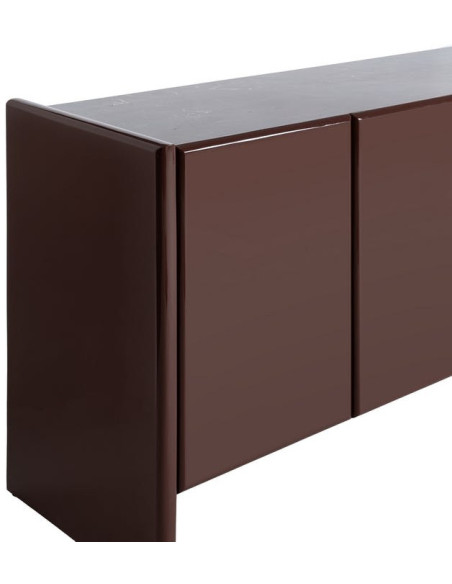 Buffet design chic Bas 4 portes 163 cm Marbre Bois MDF Rouge grenat Laqué Terrao