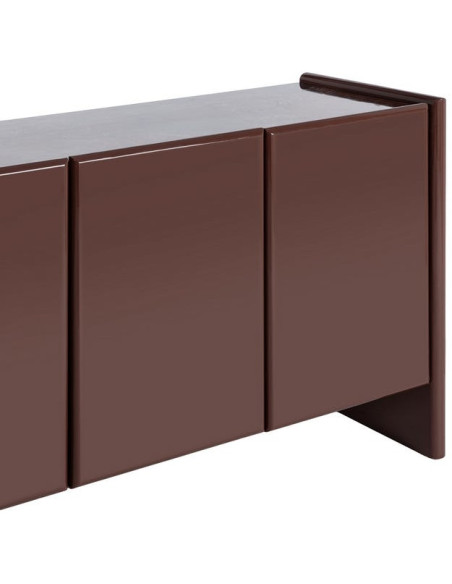 Buffet design chic Bas 4 portes 163 cm Marbre Bois MDF Rouge grenat Laqué Terrao