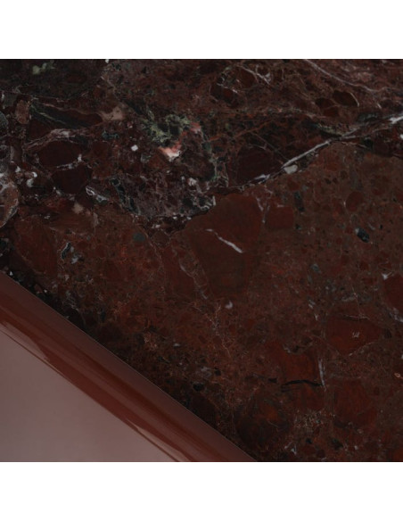 Buffet design chic Bas 4 portes 163 cm Marbre Bois MDF Rouge grenat Laqué Terrao