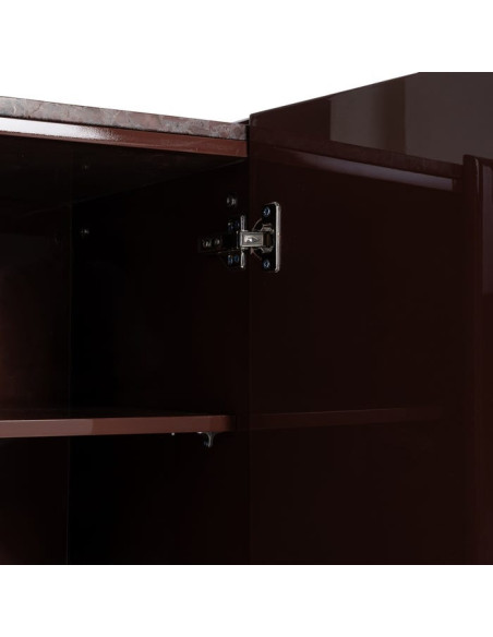 Buffet design chic Bas 4 portes 163 cm Marbre Bois MDF Rouge grenat Laqué Terrao