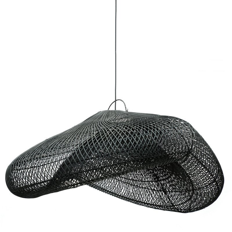 Abat jour original XXL Nuage pour suspension 120 cm en Rotin Noir The Cloud 