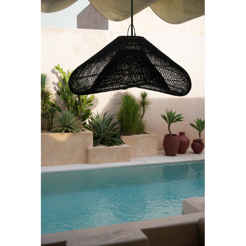 Abat jour original XXL Nuage pour suspension 120 cm en Rotin Noir The Cloud 