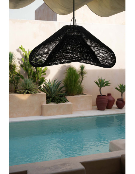 Abat jour original XXL Nuage pour suspension 120 cm en Rotin Noir The Cloud 