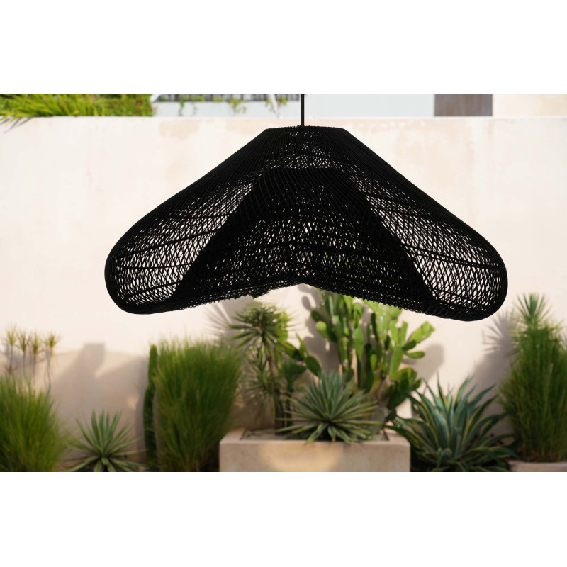 Abat jour original XXL Nuage pour suspension 120 cm en Rotin Noir The Cloud 