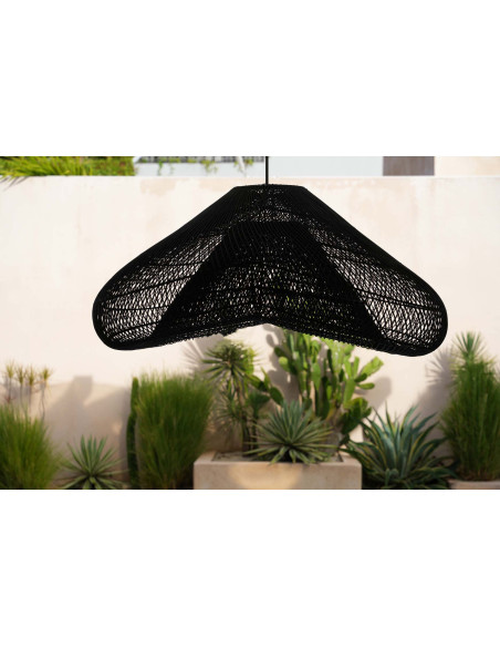 Abat jour original XXL Nuage pour suspension 120 cm en Rotin Noir The Cloud 