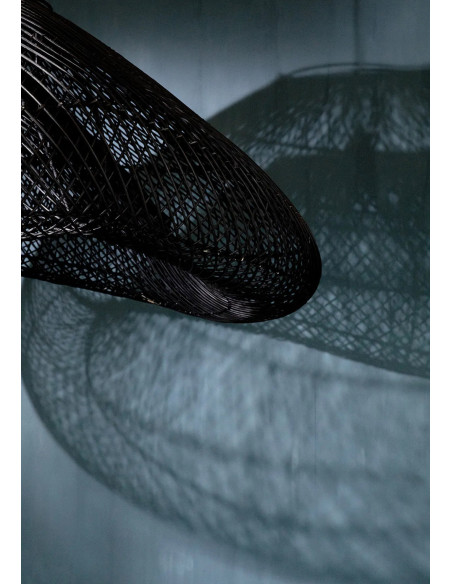 Abat jour original XXL Nuage pour suspension 120 cm en Rotin Noir The Cloud 