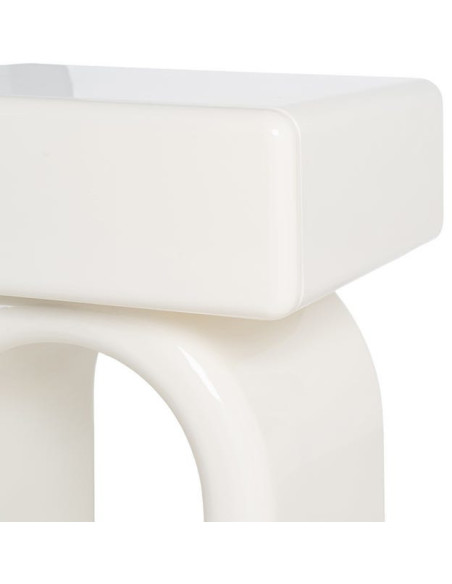 Table de chevet design minimaliste 1 tiroir Bois MDF Blanc crème Laqué Statya