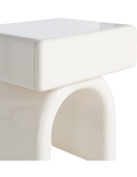 Table de chevet design minimaliste 1 tiroir Bois MDF Blanc crème Laqué Statya